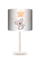 Lampa stołowa - nocna drewniana duża - Koala z balonikiem (różowo-biała)