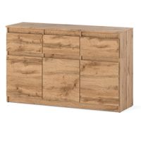 Komoda Drewniana 3 Szuflady 120cm Nowoczesna Szafka Pojemna Rtv Dąb Wotan