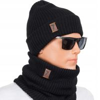 KOMPLET MĘSKI CZAPKA KOMIN golf CIEPŁY PODWÓJNY ZIMOWY POLSKI