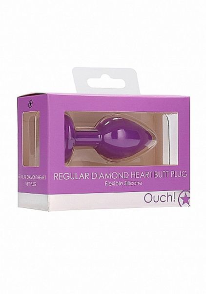 Diamond Heart Butt Plug - Regular - Purple zdjęcie 2