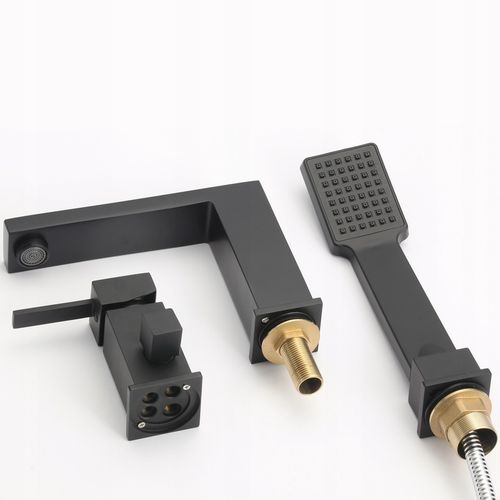 Bateria wannowa 3 otworowa stojąca czarna kran do wanny z prysznicem na Arena.pl