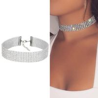 Naszyjnik Choker Srebrny Cyrkonie 7 Rzędów Elegancki 2,5cm