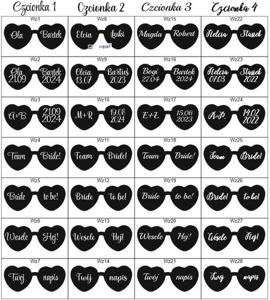 Naklejki na okulary wesele ślub panieński napisy zdjęcie 4