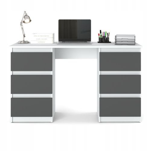 Biurko Białe 120cm Biurko szkolne 6 szuflad Stolik dla dziecka na Arena.pl