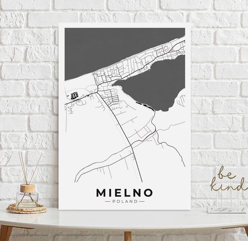 Plakat plan miasta mapa Mielno 50x70 cm na Arena.pl