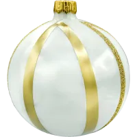 Bombki okrągłe zestaw 4 szt. białe ze złotymi paskami