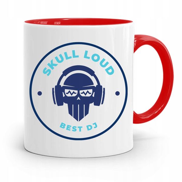 Dla Dja Muzyka Kubek Czerwony Skull Loud Best Dj Z Nadrukiem Ze Zdjęciem zdjęcie 1