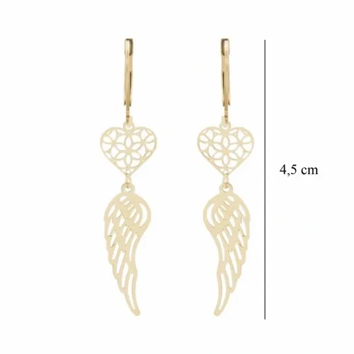 Wiszace kolczyki skrzydla ANIOLA SERCE stal chirur na Arena.pl