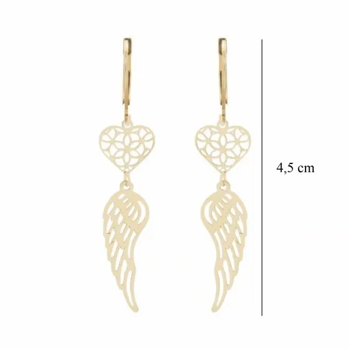 Wiszace kolczyki skrzydla ANIOLA SERCE stal chirur zdjęcie 3