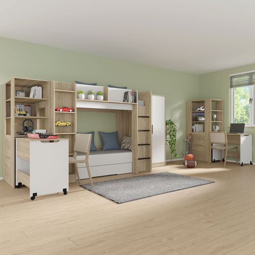 Funkcjonalna szafa Samoa-Fuji 165 cm dąb sonoma / biały mat na Arena.pl