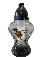 Znicz szklany "Kochanemu Tacie" z złotą kalią