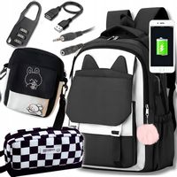 PLECAK SZKOLNY KOT KOTEK TORNISTER + PIÓRNIK + TORBA DLA DZIEWCZYNKI ZESTAW