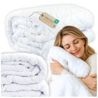 Koc pled 200×220 cm pled narzuta 340g/m² biała tłoczona jodełka More&Deco