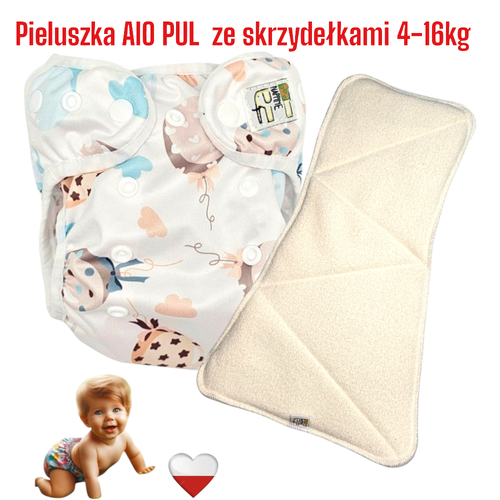 Pieluszka Wielorazowa AIO PUL ze Skrzydełkami BALONY MIĘTOWE  NappiMe na Arena.pl