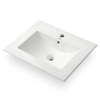 Umywalka Wpuszczana w Blat Ceramiczna Prostokątna 61 cm Biała Połysk NORDIS
