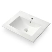 Umywalka Wpuszczana w Blat Ceramiczna Prostokątna 61 cm Biała Połysk NORDIS
