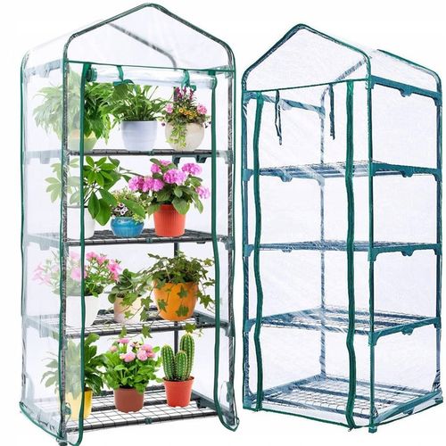 MINI SZKLARNIA FOLIA BALKONOWA 4 Półki 160x70x50cm Rośliny Kwiaty Sadzonki na Arena.pl