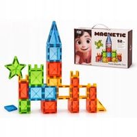 KLOCKI MAGNETYCZNE 52 el Zestaw Konstrukcyjny 3D Układanka Edukacyjna