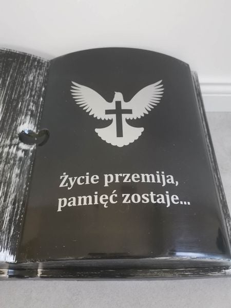 KSIĘGA na grób Podkład do stroików sztucznych Czarna ze srebrnym z doniczką zdjęcie 6