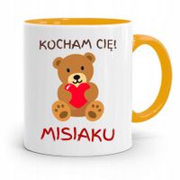 Kubek Żółty Dla Dziewczyny Kocham Cię Misiaku Z Nadrukiem Ze Zdjęciem