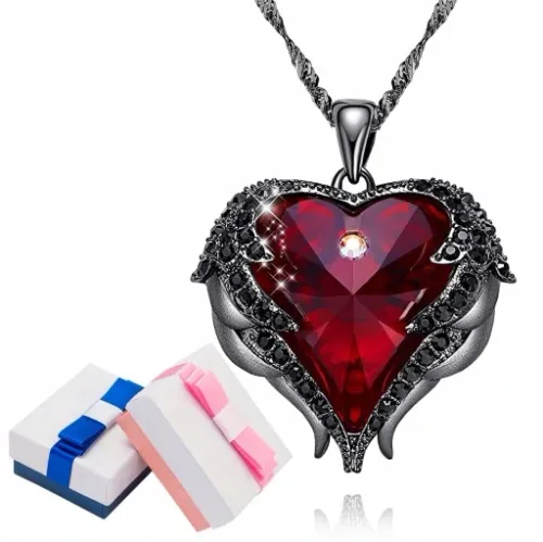 NASZYJNIK SREBRNY 925 SERCE ANIOŁA ŁAŃCUSZEK DAMSKI Z ZAWIESZKĄ SREBRO na Arena.pl