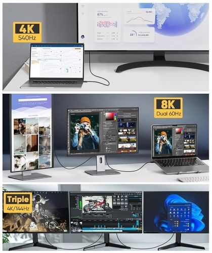 Kabel Thunderbolt 5 USB-C 80 Gb/s 240W 1M działa z Thunderbolt 3 4 USB 4.0 na Arena.pl