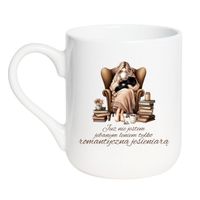 KUBEK "JUŻ NIE JESTEM JEBANYM LENIEM TYLKO ROMANTYCZNĄ JESIENIARĄ" Wzór - Elegant Coffee 330 ml