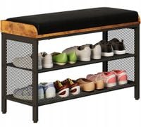 Szafka na buty regał z siedziskiem przedpokój rustykalny brąz 2 półki loft