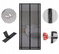 MOSKITIERA NA MAGNES NA DRZWI 80/90/100 x 210/220 CZARNA DO PRZYCIĘCIA