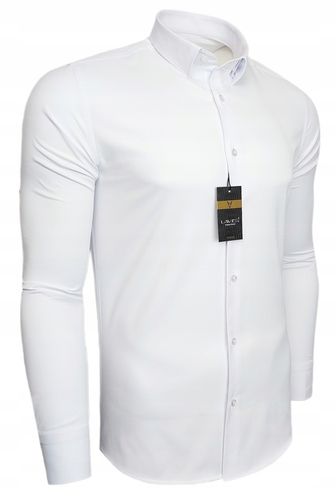 Koszula męska Biała dopasowana Lavier - SLIM FIT Bawełna Rozmiar XL na Arena.pl