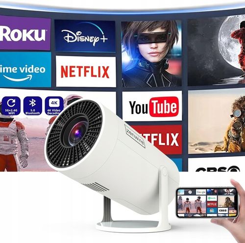 PRZENOŚNY MINI PROJEKTOR ANDROID WiFi RZUTNIK 360 FULL HD 4K Bluetooth na Arena.pl