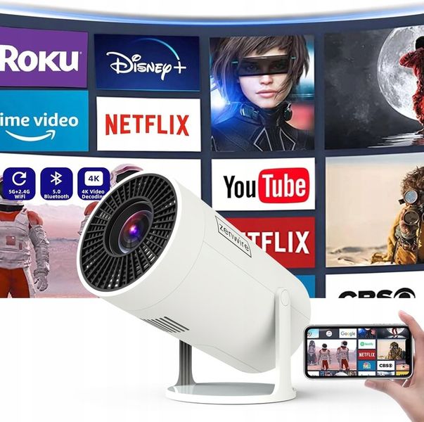 PRZENOŚNY MINI PROJEKTOR ANDROID WiFi RZUTNIK 360 FULL HD 4K Bluetooth zdjęcie 8
