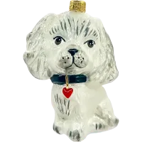 Bombka choinkowa szklana: Biały Piesek