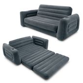 SOFA DMUCHANA INTEX 200KG WELUR SZARA DURA-BEAM ROZKŁADANA