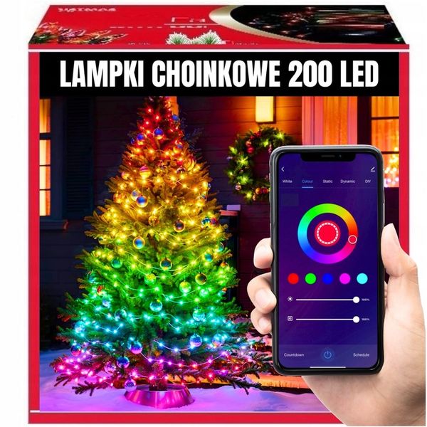 INTELIGENTNE Lampki Choinkowe 200LED SMART FLASH Bluetooth Apka PILOT 20m zdjęcie 9