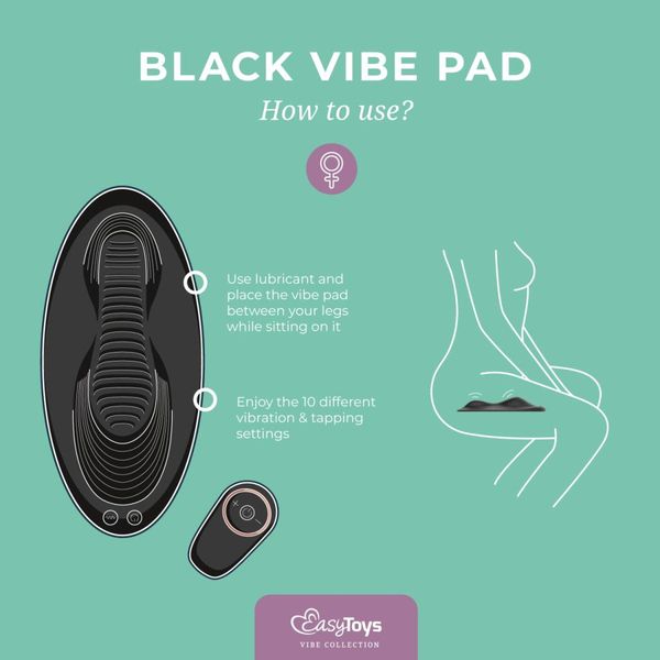 Vibe Pad Double Vibration With Remote Control - Black zdjęcie 5