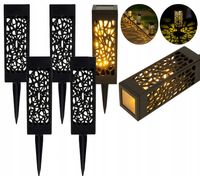 Zestaw 6x Lampka ogrodowa SOLARNA AŻUROWA Lampion lampa wbijana b. CIEPŁA