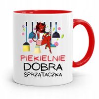Dla Sprzątaczki Kubek Czerwony Na Prezent Urodziny Z Nadrukiem Ze Zdjęciem