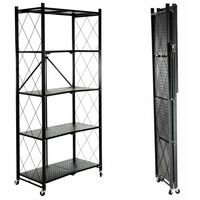 REGAŁ METALOWY SKŁADANY NA KÓŁKACH CZARNY MAGAZYNOWY KUCHENNY LOFT 5