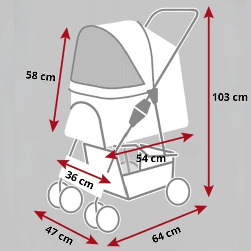 WÓZEK SPACEROWY DLA PSA KOTA Z PODUSZKĄ SKŁADANY TRANSPORTER 20 KG CZARNY na Arena.pl