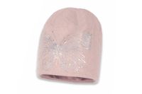 Broel MAKARIA czapka dla dziewczynki motylek pudrowy róż 50-52