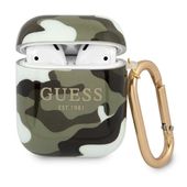 guess gua2ucama airpods 1/2 coverzielony/khaki camo collection