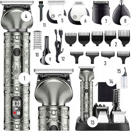 WIELOFUNKCYJNY TRYMER GOLARKA MASZYNKA DO STRZYŻENIA LCD XXL USB 16W1 na Arena.pl
