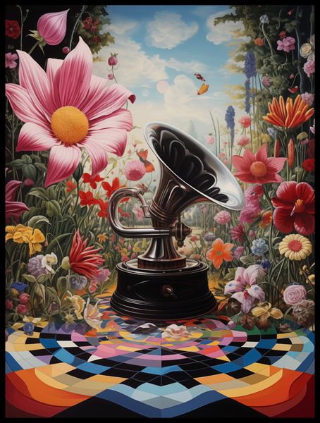 Plakat 60x80cm Gramofon w Kwiatach zdjęcie 2