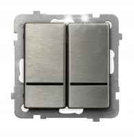 ŁĄCZNIK PODWÓJNY ŚWIECZNIKOWY PODŚW. OSPEL SONATA ŁP-2RMS/m/37 STAL INOX