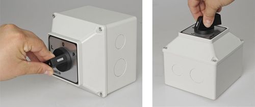 ŁĄCZNIK KRZYWKOWY L-0-P 32A 3P LEWO PRAWO W OBUDOWIE 110x110 3F IP65 na Arena.pl