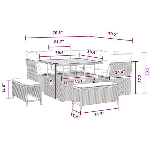 Zestaw Sof na Ogród 8 pcs Czarny polirattan na Arena.pl