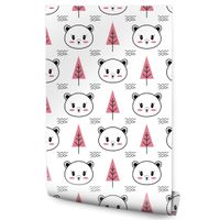 Tapeta Do Pokoju Dzieci MISIE Różowe Drzewa Wzorki