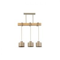 Lampa wisząca stal-dąb 3xLED E27 35W
