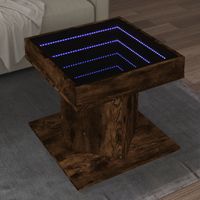 Stolik kawowy z LED, opalany dąb, 50x50x45 cm